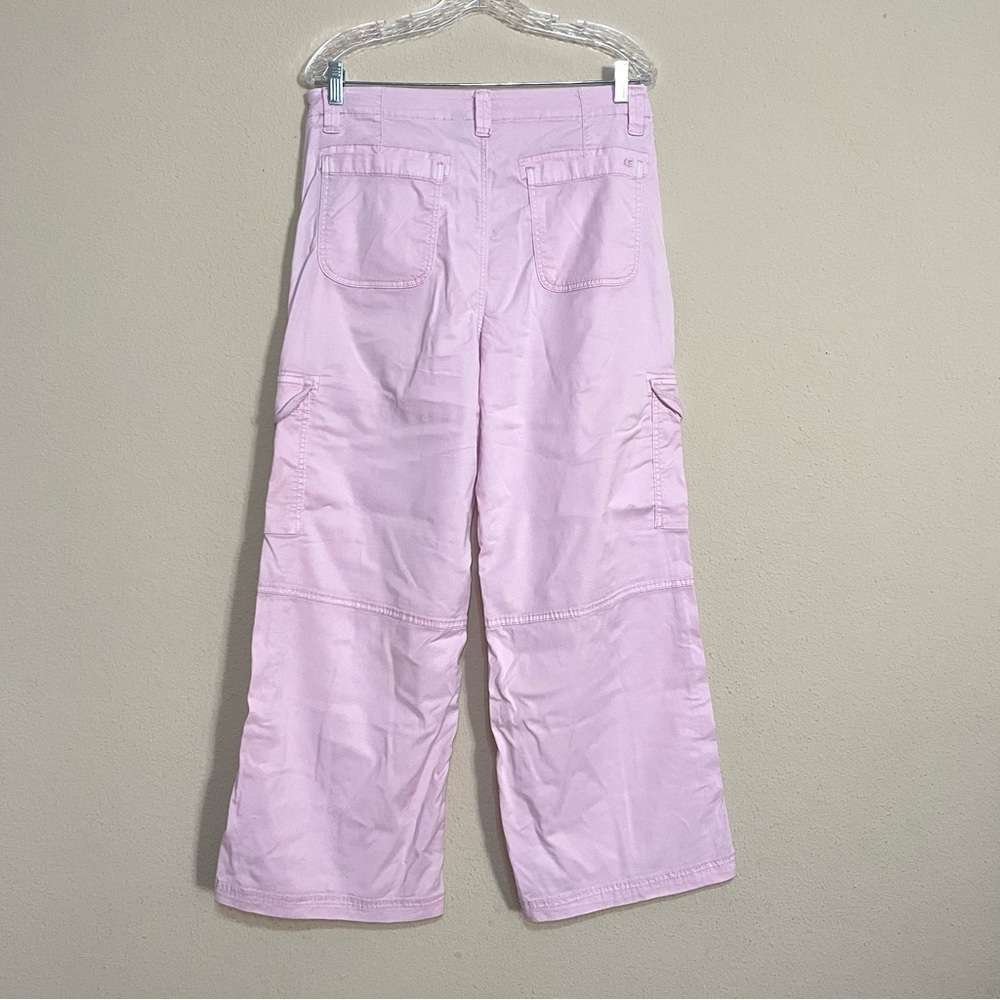 American Eagle Women's Super High Rise Baggy Wide Leg Cargo Pants 12 Short Pink - Picture 3 of 9